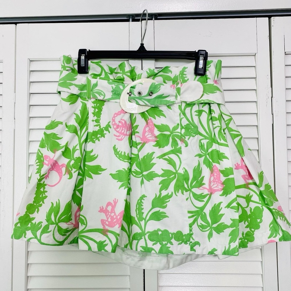 Vtg Miss Sixty Sz Medium Pleated Skirt Italy Preppy Y2K Mini Belt A-line 2000s